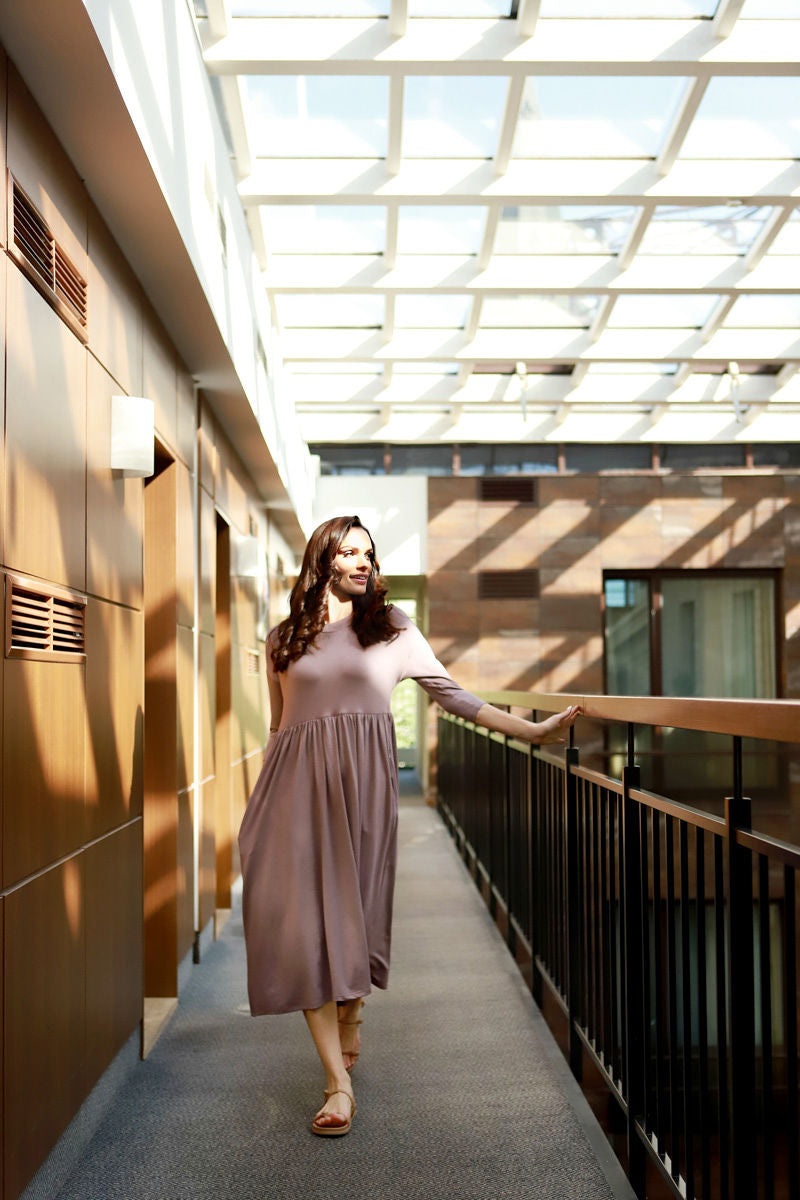 Short knit dress "LUVA" coffee pink