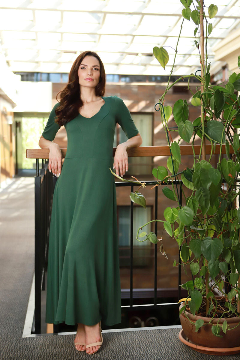 Long knitted dress "BRILMA" forest green