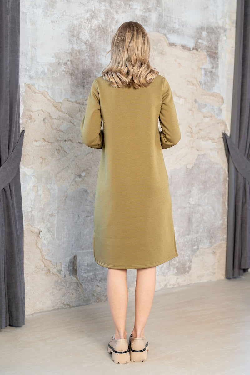 Trumpa laisvalaikio suknelė "AURENTE" samanos chaki