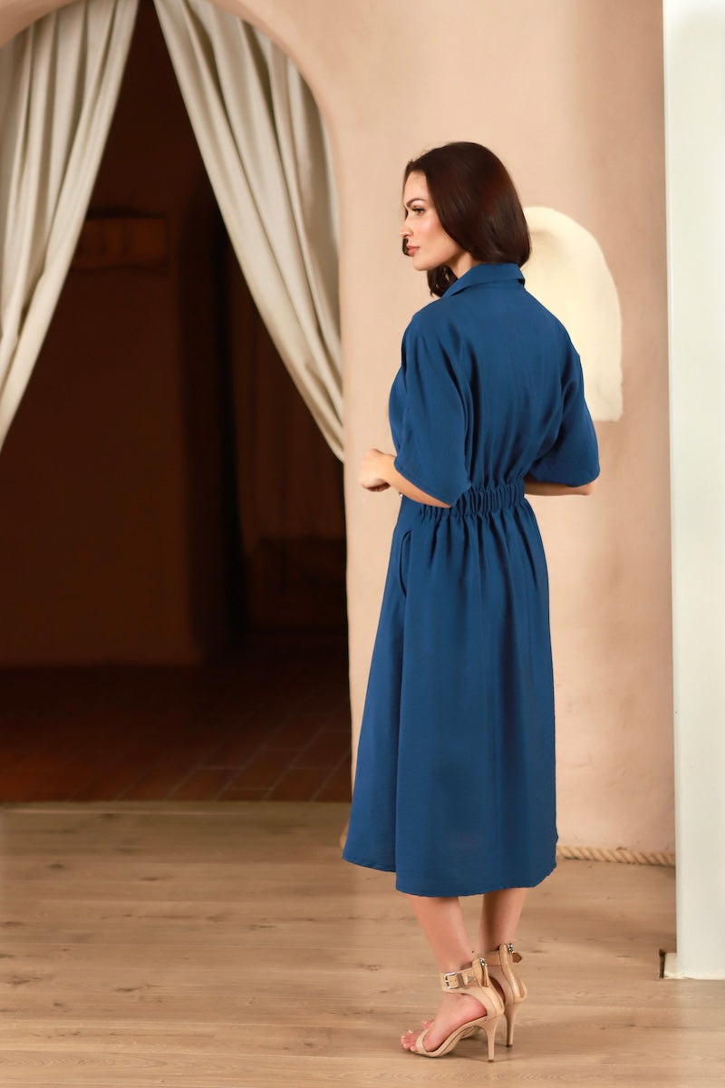 Viscose dress "FLOW" denim blue