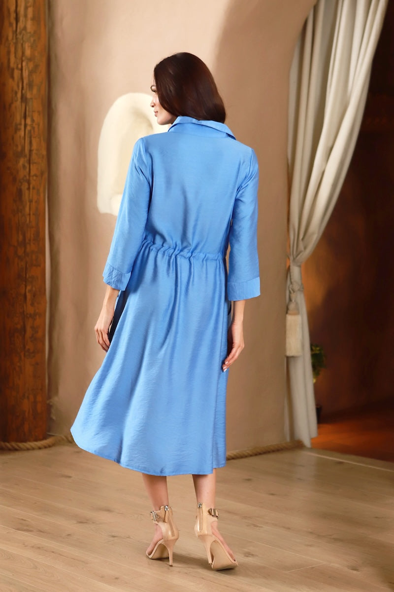 Viscose dress "LEGGERA" light blue