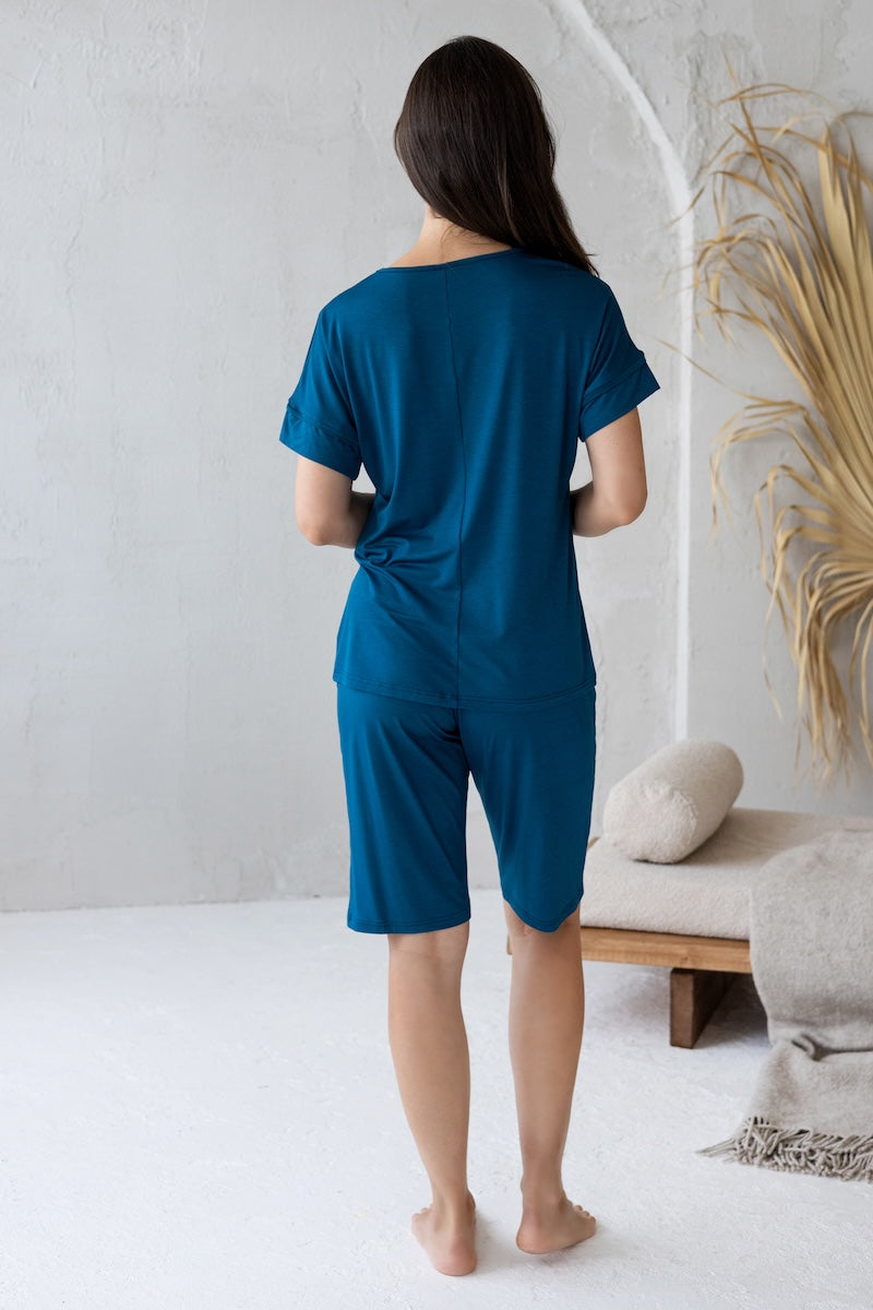 Viscose pajamas with breeches "KLASIC" sea waves