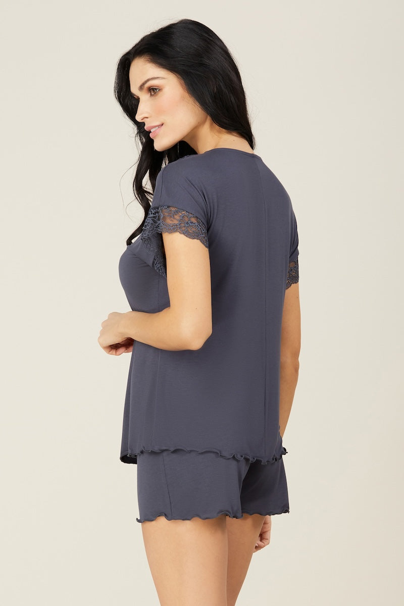 Viscose pajamas with shorts "DIVINA" rain cloud