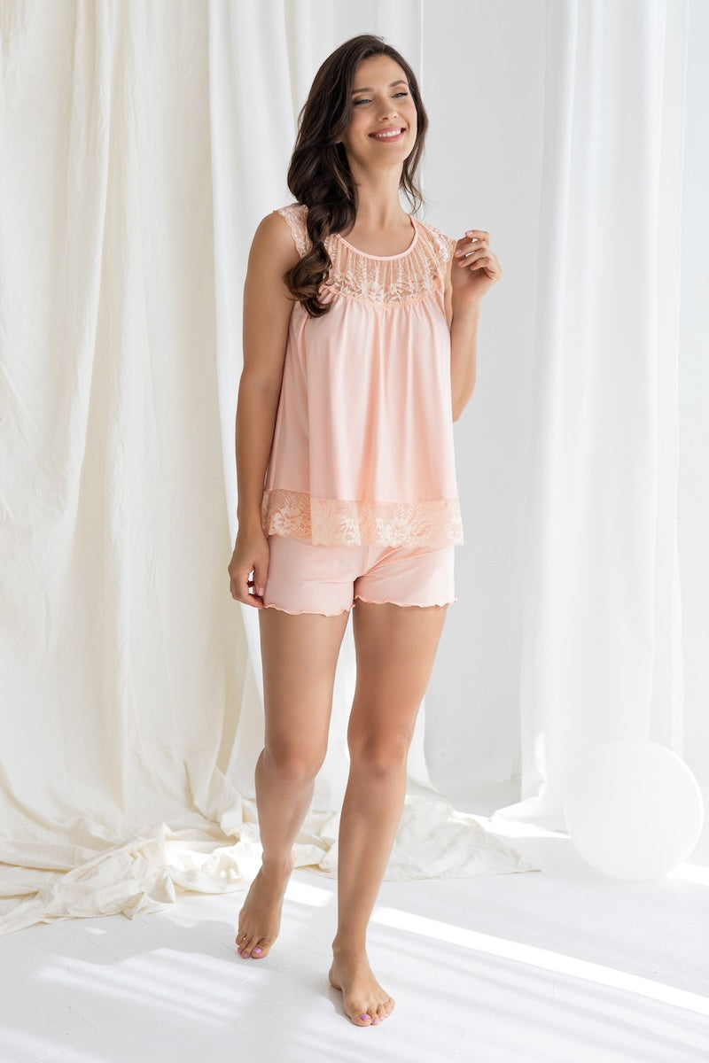 Viscose pajamas with shorts "LUSH" cream
