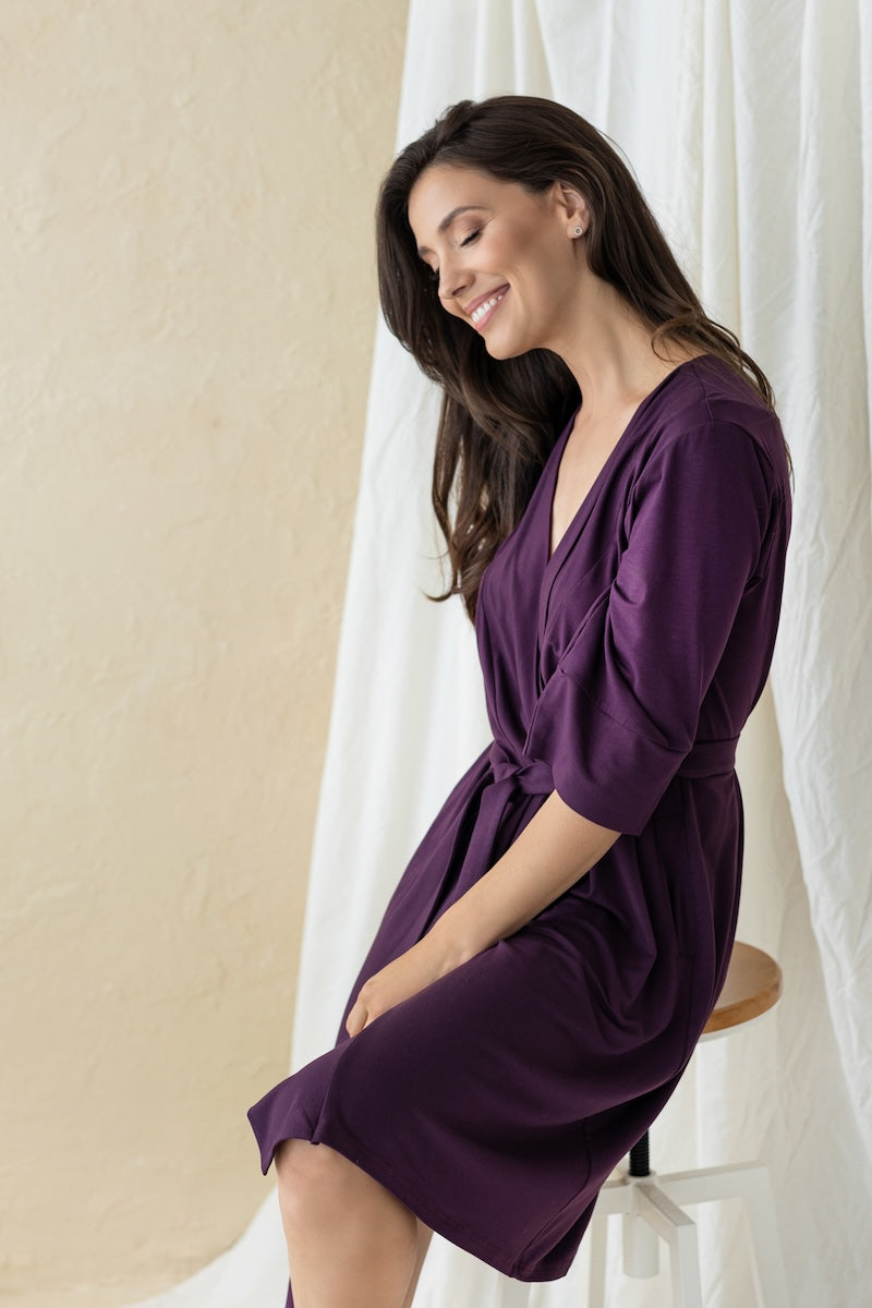 Viscose bathrobe "CASABELLA" dark garnet 