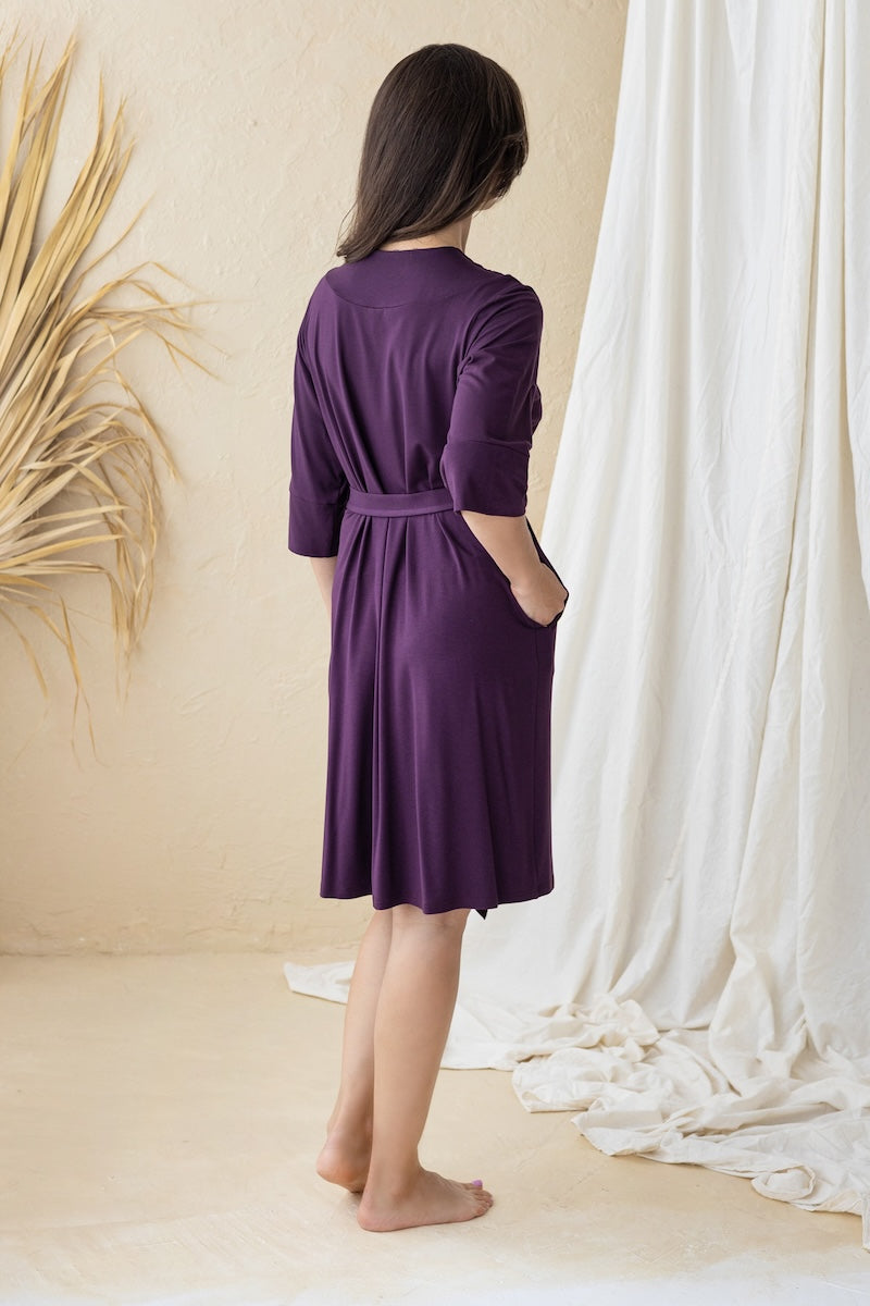 Viscose bathrobe "CASABELLA" dark garnet 