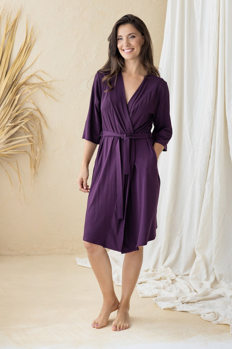 Viscose bathrobe "CASABELLA" dark garnet 